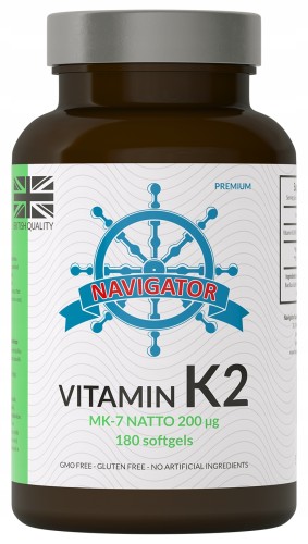 Navigator Witamina K2 MK-7 200 µg 180 softgels ZDROWE KOŚCI STAWY ZĘBY