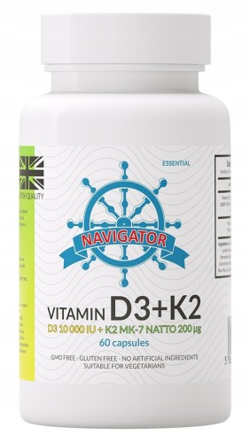 Navigator Witamina D3 10.000 + K2 MK-7 200 µg 60 kaps odporność stawy zęby