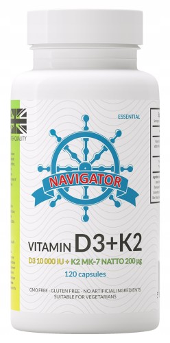 Navigator Witamina D3 10.000 + K2 MK-7 200 µg 120 kaps odporność stawy zęby
