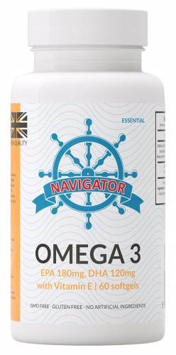 NAVIGATOR OMEGA 3 1.000 mg EPA 180 mg DHA 120 mg witamina E 60 kapsułek 